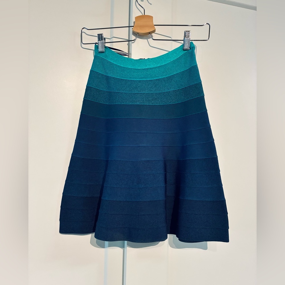Herve Leger 🌊 XXS Stunning Ocean Shades A-Line Skirt 👗